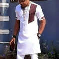 thumbnail image 2 of Men's African 2 Piece Set Dashiki Suit Short Sleeve Shirt and Pant Slim Fit Outfit Traditional Suit Clothing, 2 of 4