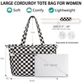 thumbnail image 2 of Corduroy Tote Bag for Women, Lightweight Work Laptop Tote Purse With 17 Pockets, Crossbody Shoulder Handbag for School Work Travel Gym, Checked Black White, 2 of 8
