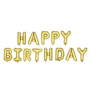 Cakewalk Happy Birthday Balloon Letters, Gold Mylar Balloon Banner for Birthday Party Decorations, 14 Inches Tall, Set of 13