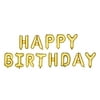 Cakewalk Happy Birthday Balloon Letters, Gold Mylar Balloon Banner for Birthday Party Decorations, 14 Inches Tall, Set of 13