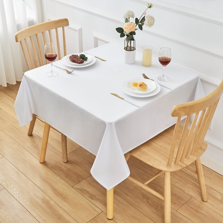 Inosoo Faux Linen Square Tablecloth, 36x36 In, White photo 6