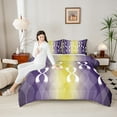 thumbnail image 4 of Erosebridal Ensemble de Literie à Rayures Géométriques 3D, Ensemble de Couette Moderne Art Abstrait, Couette en Duvet Jaune Violet Ombré, Ensemble de Literie Simple avec Couette, Décoratif en Microfibre Réversible, 2 Pcs, 4 of 7