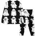 thumbnail image 2 of CUZIBR Girls Outfits Crewneck Long Sleeve Halloween Print Pajama Set Sleepwear Outfit Soft Comfortable Casual Wear For Children Toddler 2 9 Years Clothes Sets,Black-2,6Y, 2 of 4