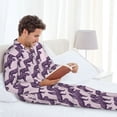 thumbnail image 6 of Hirioo Leopard Print for Men's Pajama Sets 2 Piece Pjs Men's Long-Sleeved Pajama Set Button Down Sleepwear,S-XXL-Large, 6 of 7