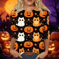 thumbnail image 3 of Halloween 3/4 Sleeve Shirts Ladies' Halloween Top Halloween Shirts for Women Halloween Clothing Cute Halloween Ghost Shirt Halloween Tee Fall Shirts Plus Size Tops Crew Neck T Shirts, 3 of 4