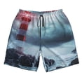 thumbnail image 3 of Uemuo Lighthouse in a Stormy Sea Pattern Men's Swim Trunks Hawaiian Beach Bathing Suit Swimsuits Beach Quick-Dry Shorts with Pockets-XX-Large, 3 of 9