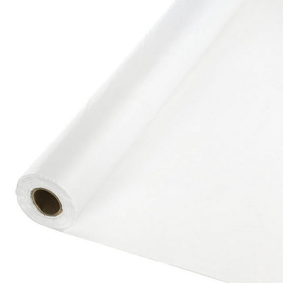 White Banquet Plastic Table Roll 100 ft x 40 inch