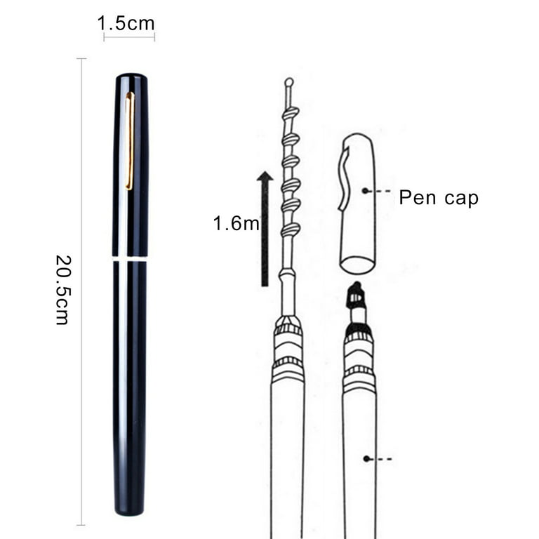 1.6m Pen Shape Telescopic Pen Fishing Pole Mini Pocket Fishing Rod and Mini Metal Spinning Wheel Travel Fishing Rod Set for Ice Fly Fishing Sea