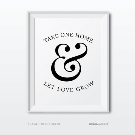 Black Wedding Favors - Let Love Grow Plant Seed Favors Formal Black & White Wedding Party Signs
