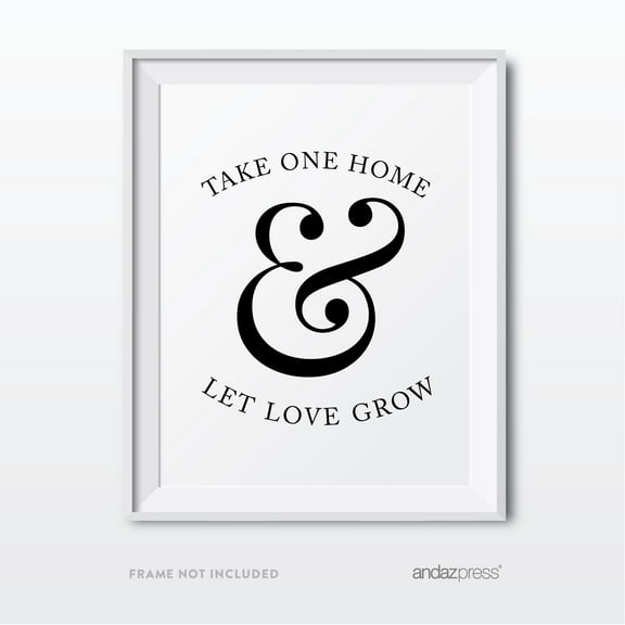 Let Love Grow Plant Seed Favors Formal Black & White Wedding Party Signs