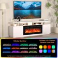 thumbnail image 5 of 70in Fireplace TV Stand Fits TVs Up to 80'', Modern Entertainment Center with 36in Electric Fireplace Heater, Media Console with 12 Colors LED Lights 2 Storage Cabinets for Living Room Bedroom, 5 of 7