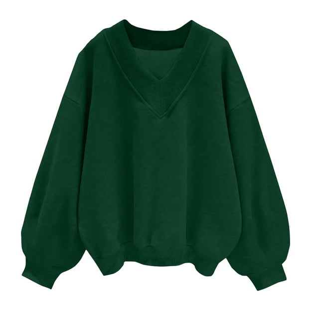 HBFAGFB Chandails en Molleton Col Rond Mode Automne Décontracté Polyvalent Manches Longues T-Shirt Vert Taille m