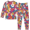 thumbnail image 2 of FORMRS Long Sleeve Top and Pants Pajama Set for Niños 2-Piece Sleepwear, Sizes 18M-8Y, Red Whimsical Floral, 2 of 6