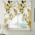 thumbnail image 2 of Brown Green Leaves Swag Valances for Windows, Kitchen Window Curtains Over Sink, Summer Botanical Farmhouse Watercolor Leaf Window Treatment Curtains for Living Room/Bedroom 2 Panel Sets 36"x45", 2 of 8