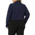 thumbnail image 3 of Unique Bargains Women's Plus Size Blazer V Neck Button Notch Panel Cropped Blazers, 3 of 6