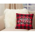 thumbnail image 2 of Fennco Styles Holiday Buffalo Plaid Merry Design Decorative Throw Pillow 16" W x 16" L - Red & Black Square Cushion for Christmas, Home, Couch, Office, Living Room DÃ©cor, 2 of 3