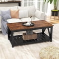 thumbnail image 4 of Farmhouse Coffee Table, Rustic Vintage Living Room Table with Shelf, 40 Black, 4 of 16