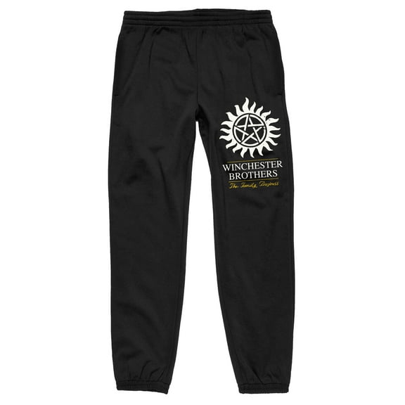 Supernatural Winchester Brothers The Family Business Men's Black Graphic Jogger Pants-Small