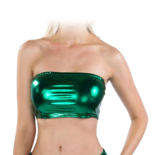 Top Bandeau para mujer Camisola Traje de baño Color sólido para Festival de música Escenario Danza del vientre Traje de Baoblaze Top de tubo de mujer