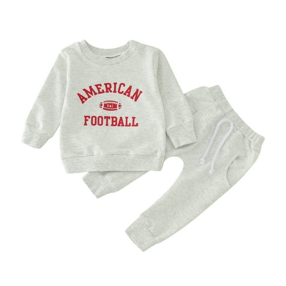 Gerichy Baby Boys Fall Winter Outfits, Toddler Baby Boy Girl Kids Boys Casual Long Sleeves Footballs Letters Prints Sweatshirts Top Pants 2pcs Set Outfit Baby Boy Outfits Boys Tops Pants Winter Sets