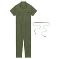 thumbnail image 5 of Sxiwei Men's Blend Work Coveralls Short Sleeve Jumpsuit Multiple Pockets Zipper Overalls Workwear Army Green 3XL, 5 of 6