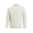thumbnail image 7 of Men's Pullover Sweater Casual Crewneck Cable Knit Top Long Sleeve Classic Soft Knitted Sweaters with Ribbing Edge (XL, White), 7 of 7