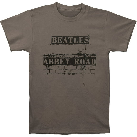 The Beatles T Shirt Abbey Road Brick Road Sign band logo Official Mens Grey