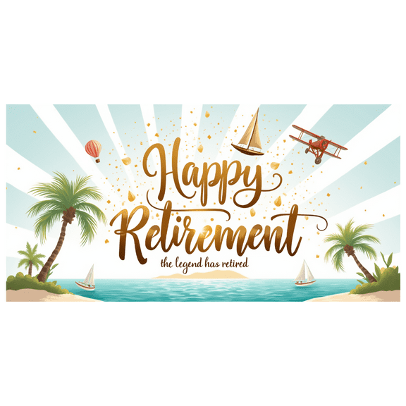 Tropical Theme Happy Retirement Beach Banner Palm Trees Travel for Retirement Party Celebration Vacation