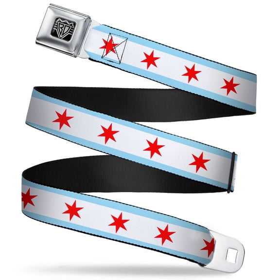 Buckle-Down Belt, Seatbelt Buckle Belt, Chicago Flag, 30 to 44 Inches