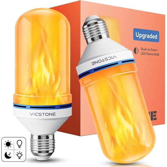 YANTON Dusk to Dawn YANTON Flame Light Bulbs Outdoor, 4 Modes E26 Flickering Light Bulbs with Upside Down Effect, Fire Bulb for Halloween Christmas Patio Porch Party Home Indoor DecoratioYANTON - 2