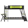 thumbnail image 4 of Twin Size Bunk Bed with Two Built-In Gaming Desks, USB Desktop Ports & Pegboard Organizer, Gaming Bunk Frame, Green, 4 of 9