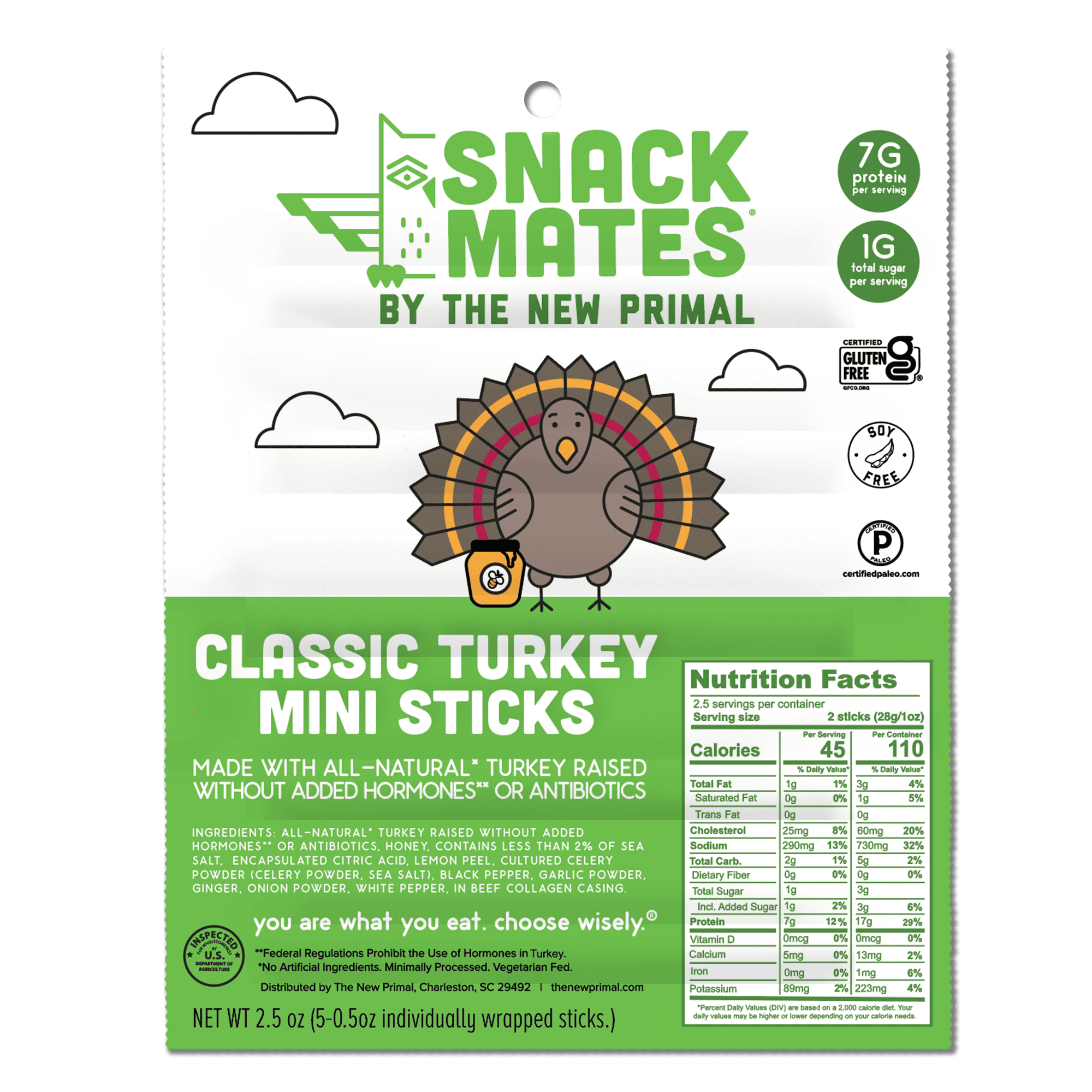 New Primal Snack Mates Chicken & Maple Mini Meat Sticks, All