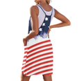 thumbnail image 5 of Women's Casual V-Neck Sundress, Sleeveless Summer Dress with Patriotic Print and Pockets, Comfortable Apparel for Festivals and Travel,Wine S, 5 of 5