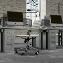 LUXMOD Mid Back Home Office Desk Chair Task Chair with Armrest Swivel Chair in Durable Vegan Leather Ergonomic Desk Chair for Extra Back and Lumbar Support Conference Room Chair