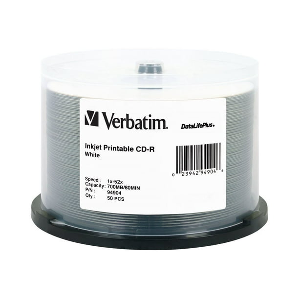 Verbatim DataLifePlus - 50 x CD-R - 700 MB (80min) 52x - surface Imprimable à jet d'Encre Blanc - Broche - Broche -