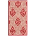 thumbnail image 2 of Safavieh Courtyard Jessie Damask Indoor/Outdoor Area Rug, Natural/Red, 2'7" x 5', 2 of 9