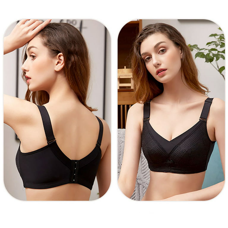 AherBiu Plus Size Bras for Women Crossover Full Coverage Wireless Bralettes  Buckle Closure Everyday Bra