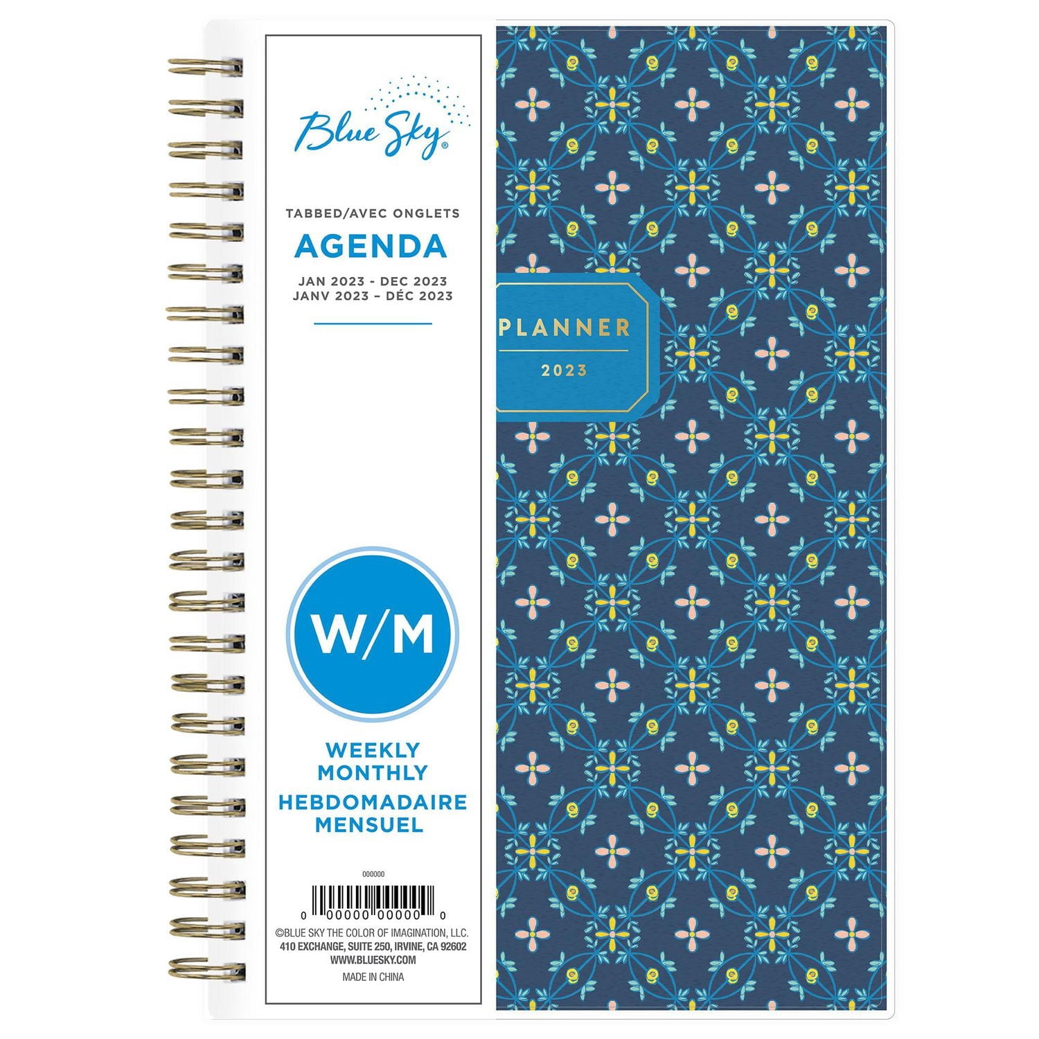 Agenda hebdomadaire/mensuel 2023, 5 po x 8 po, Blue Sky, McKenna