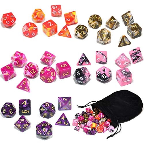 Juego de dados poliédricos IvyFieldDice surtidos de 5 colores para Dungeons and Dragons RPG