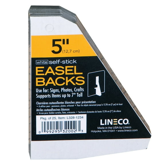 Lineco/University Products Self-Stick Easel-Backs, White, 25/Pkg., 5"