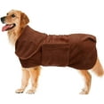 thumbnail image 1 of Bolsa de secado rápido para perros con toalla de baño para mascotas de microfibra súper absorbente elástica con velcro, albornoz de varios colores marrón XS, 1 of 5