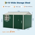 thumbnail image 2 of 10X8 FT Storage Shed,Outdoor Storage Shed with Windows & Double Doors,Outdoor Tool Shed with 450 Cu Ft Space,Metal Sheds Outdoor Storage for Garden, Backyard, Patio and Backyard, 2 of 8