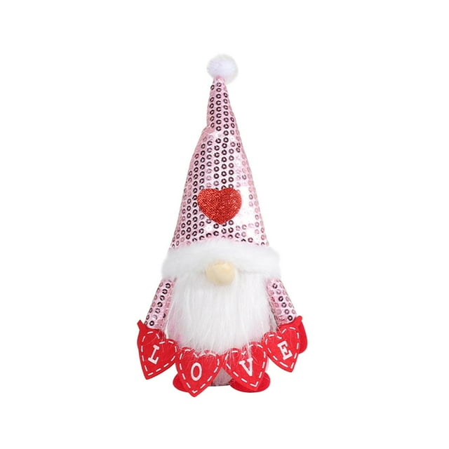 Xihbxyly Ventas de Liquidación de Hoy Nueva Muñeca de Lentejuelas para El Día de San Valentín, Linda Muñeca de Pie Enana con Sombrero de Amor Sin Rostro para Ancianos, Decoración