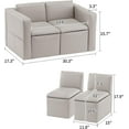 thumbnail image 2 of YYEAN –Sofa, 2-in-1 Double Set Sofa Convert to Table & 2 Chairs, Couch Armrest Chair with Storage Box -Grey, 2 of 9