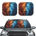 thumbnail image 2 of JUNZAN Red And Blue Fire Lion Pattern Car Windshield Sun Shade | Reflective Sunshade | Foldable 2-Piece Sun Shield Protect Your Car | Fits Sedans, SUVs, Hatchbacks-Small, 2 of 6