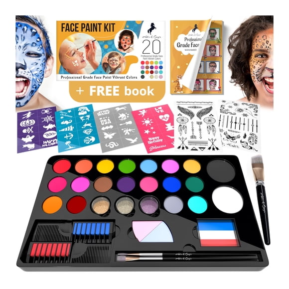 Kit de pintura facial ADIS&GUYS, juego de 107 piezas con pintura a base de agua