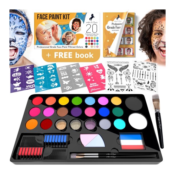 Kit de pintura facial ADIS&GUYS, juego de 107 piezas con pintura a base de agua