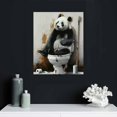 thumbnail image 5 of Nawypu Farmhouse Funny Bathroom Panda Wall Art Black and White Rustic Country Bathroom Panda on Toilet Pictures Wall Decor Farmhouse Bathroom Sign Canvas Prints Painting Modern Home Framed, 5 of 5