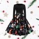 thumbnail image 3 of Vestido de fiesta elegante estilo vintage de los años 50 para mujer con manga larga Imprimir Navidad, 3 of 8