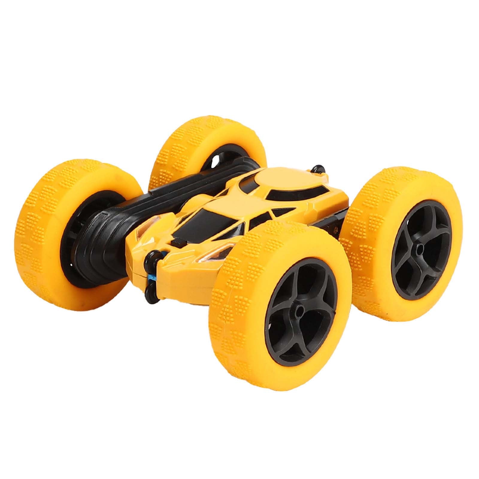 Yellow Yellow Rechargeable Double Sided Stunt Car 360 Degree Rotating Tumbling Rc Vehicle With Led Lights Remote Toy